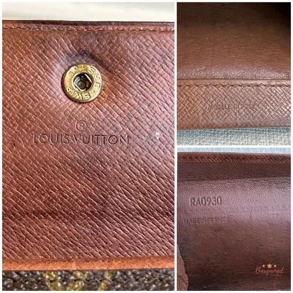 Authentic LOUIS VUITTON Vintage Brown Monogram Small Bifold Wallet RA0930